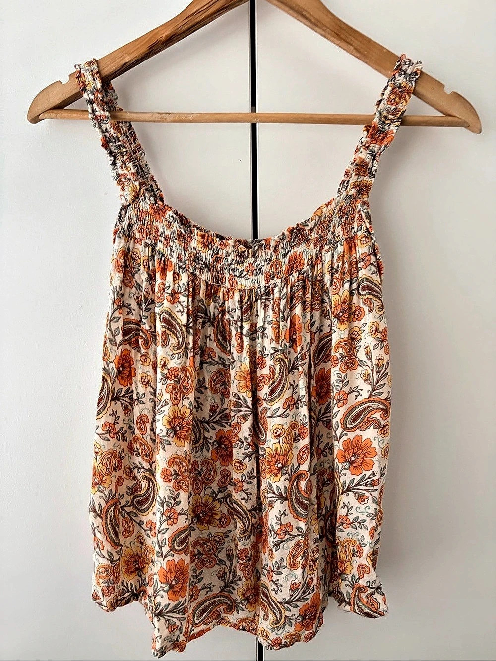 Patrons of Peace Paisley Camisole in Orange & White Size XS Like New